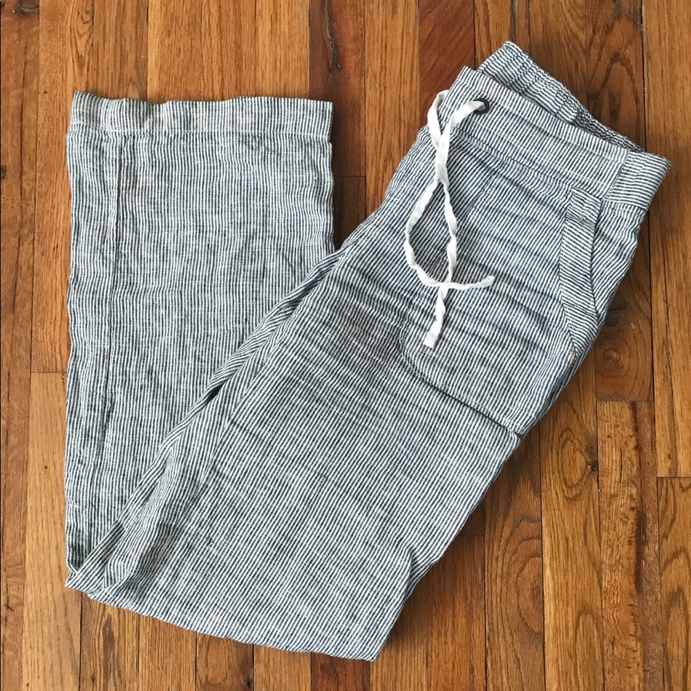 Athleta Blue/White Stripped Linen Pants
